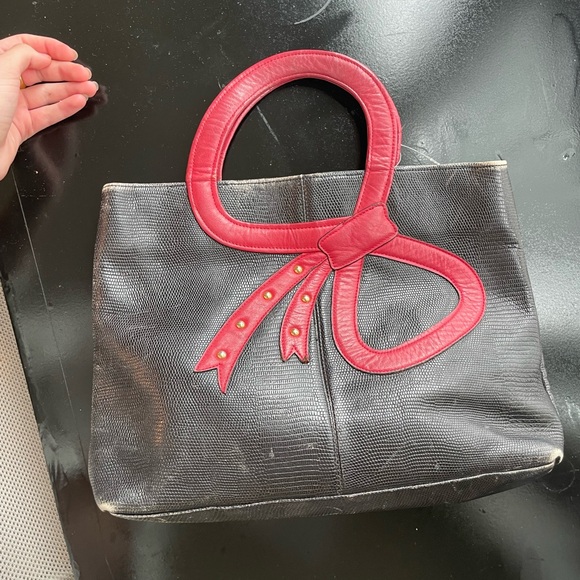 Vintage leather bow bag - Picture 4 of 6